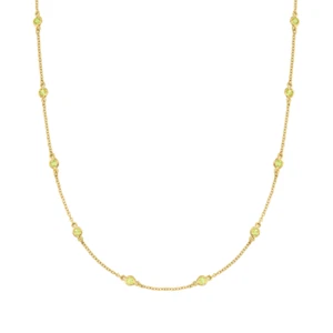 1.50CT Bezel Lab Created Peridot 11-Station Necklace 18" 14k Yellow Gold Plated - Picture 1 of 4