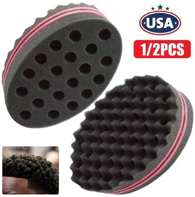 Barber Hair Brush Sponge Double Side Locking Afro Curl Twist Dreads Coil Wave US - Image 1 of 4