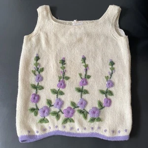 VTG 50s Cyn Les Vest Sz 40 Chest 34” Lined Wool 3D Embroidered Flowers Hong Kong - Picture 1 of 16