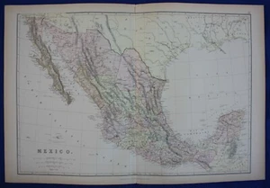 MÉXICO, mapa antiguo original, Blackie, 1884 - Imagen 1 de 4