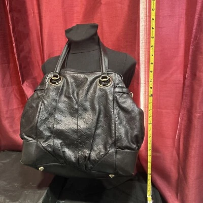 Bolsa de ombro/bolsa tote/XL preta couro macio/forro de náilon/feita na Itália Gucci - Imagem 1 de 4