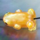 Frog Design Bead Fine Golden Mother-of-Pearl Shell Carving 2 mm drilled 4.32 g
