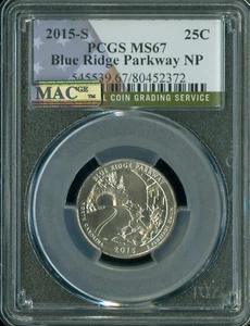 2015 S BLUE RIDGE FLAG QUARTER PCGS MS67 PQ MAC FINEST GRADE SPOTLESS . - Picture 1 of 2