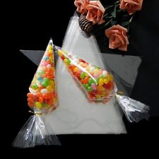 Cone Sweet Bags Cellophane Clear Plastic Candy Small Large Party Gift Twist Ties