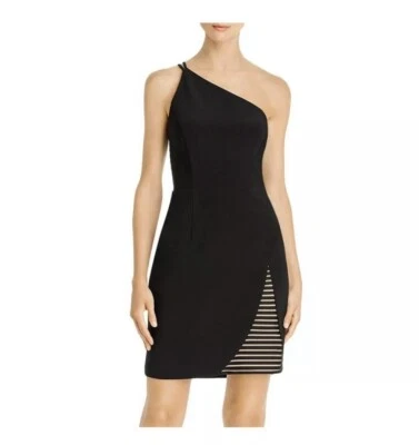 Vestido de noche AQUA DRESSES para mujer negro a rayas cuerpo corto talla: 2 Foto 1 de 4