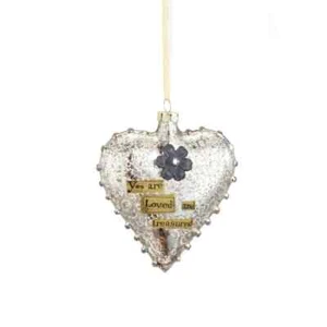 Demdaco Kelly Rae Roberts Blown Glass Heart Ornament You Are Loved and Treasured - Picture 1 of 3