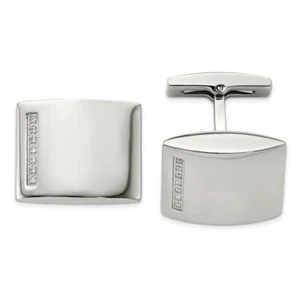 Stainless Steel CZ Cufflinks - Picture 1 of 3