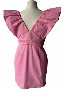Vestido Y2K Elle Zeitoune Delila Vaina Rosa Volantes Talla 12 Forrado Cremallera Usado en Excelente Condición l - Imagen 1 de 17