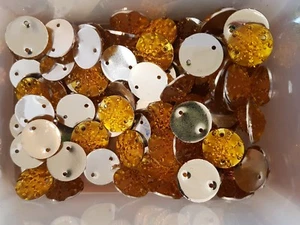Gold 16mm Sew On Stitch Bead JEWEL GEM CRYSTAL RHINESTONE Bead DANCE - Picture 1 of 1