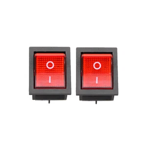 2x On Off Red Light Rocker Switch 250V AC 16 AMP 125V 20A DPST 4 lug legsPv3w - Picture 1 of 15