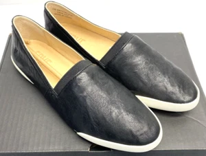 FRYE Melanie Leather Slip On Sneaker Shoe Women's Size 7 US Cognac Black Flats - Picture 1 of 5