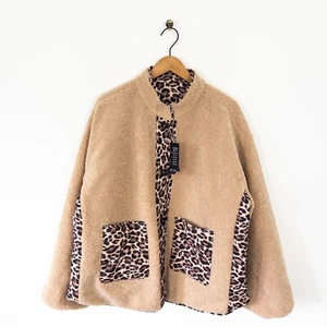 Giacca WYSE London Shannon Borg taglia XL 18 reversibile trapuntata leopardata - Foto 1 di 20