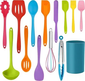 14 Pcs Silicone Cooking Utensils Set, Heat Resistant - Picture 1 of 7