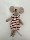 Maileg Mouse In Red White Striped Dress New No Box T92