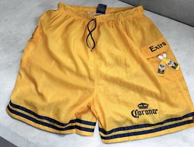 Vtg 00s Corona Extra Beer Striped Embroidered Swim Trunks Shorts, Adult Size XL - Image 1 of 4