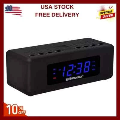 BRANDED Alarm Clock Radio with AM/FM Radio Dimmer Sleep Timer Brand New, Black