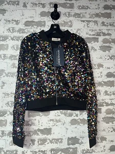 NWT! Anna-Kaci California Sequin Jacket Bomber Coat Glitter Outfit Size M $50 - Picture 1 of 8