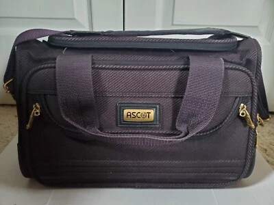 Ascot Canvas Travel Bag 3-Compartment Purple Gold Zippers Luggage Shoulder Strap - Image 1 of 4