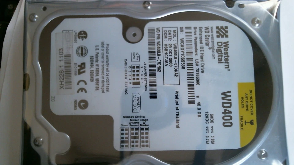 40GB Ide Western Digital WD400LB-07DNA2 2MB Puffer New - Image 1 of 1