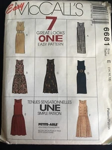Pattern McCall’s 6681, misses’ jumpers, retro 90s, drop waist, 7 styles - Picture 1 of 2