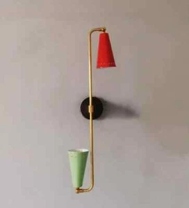 MID-CENTURY-MODERN WALL SCONCE VTG SPUTNIK BRASS WALL FIXTURE LAMP - Picture 1 of 4