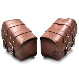 Left Right Motorcycle Leather Saddlebag Luggage Tool Bag For Sportster Chopper - Imagen 1 de 10
