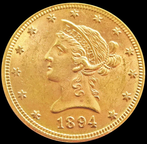 1894 GOLD US $10 DOLLAR LIBERTY HEAD EAGLE COIN PHILADELPHIA MINT UNCIRCLATED Cover