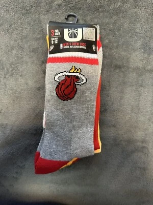 3 pares de calcetines oficiales de la NBA U con logotipo de Miami Heat nuevos con etiquetas para hombre talla 6-12 Foto 1 de 4