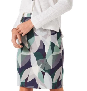 Jigsaw Multi Color Woven Leaves Knee Length Business Casual Pencil Skirt Size 6 - Picture 1 of 10