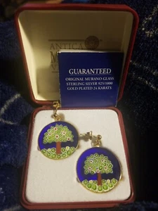 NIB ANTICA MURRINA VENEZIANA .925 & 24K GOLD PLATED STERLING SILVER EARRINGS - Picture 1 of 10