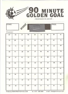 10 tarjetas - Boleto Golden Goal - 90 espacios - Recaudación de fondos de club/pub - arrancar - Imagen 1 de 5