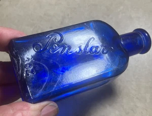 Dalla tenuta del New Mexico-antica bottiglia "Penslar" blu cobalto-belle condizioni scavate - Foto 1 di 5