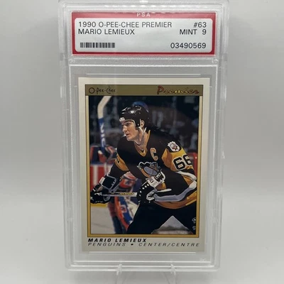 1990 O-Pee-Chee Premier #63 Mario Lemieux Penguins PSA 9 como nuevo Foto 1 de 2