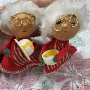De Colección Años 60 70 Hilado Algodón Abuela Par Adorno de Navidad Japón Retro Abuela - Imagen 1 de 6