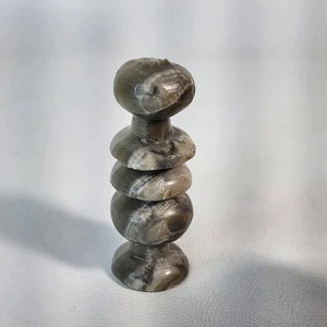 Scacchiera vintage intagliata a mano messicana onice grigia pietra marmo re pezzo - Foto 1 di 6