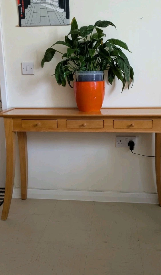 Beautiful Wooden Console Honey Colour Very Elegant Three Drawers - Image 1 of 4