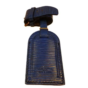 Louis Vuitton Targhetta Bagaglio Blu Epi Pelle Accessorio Autentico - Foto 1 di 5