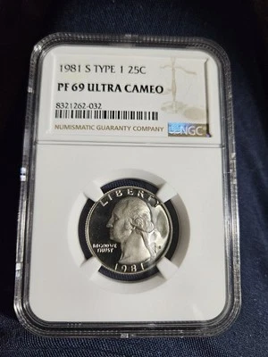 1981 S Type 1 25C PF 69 Ultra Cameo Quarter - Image 1 of 4