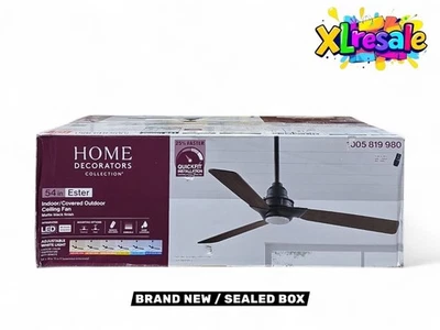 Home Decorators Ester 54  LED Indoor/Outdoor Matte Black Ceiling Fan w/Remote - Image 1 of 4