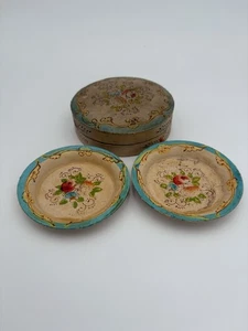 Vtg 40s Boxed Set of Coasters Floral Japan Alcohol Proof - Picture 1 of 4