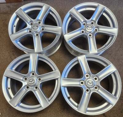 SET (4) 16" MAZDA MX-5 MIATA FACTORY OEM SILVER ALLOY RIMS 16x6.5 2006-2010 - Image 1 of 4