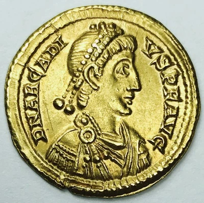 c.383-408 A.D. ARCADIUS AV SOLIDUS ROMAN GOLD COIN! ANCIENT SPECIMEN! NR #G1438 - Image 1 of 3