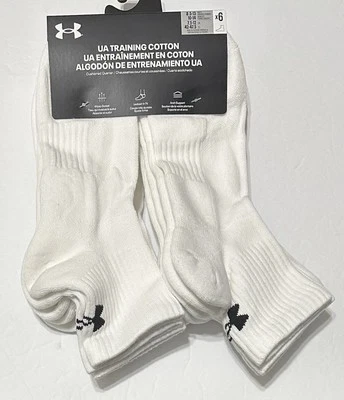 Under Armour Entrenamiento Algodón 6 Pares Para Hombre Cuarto Calcetines 8.5-13 Blanco Foto 1 de 3