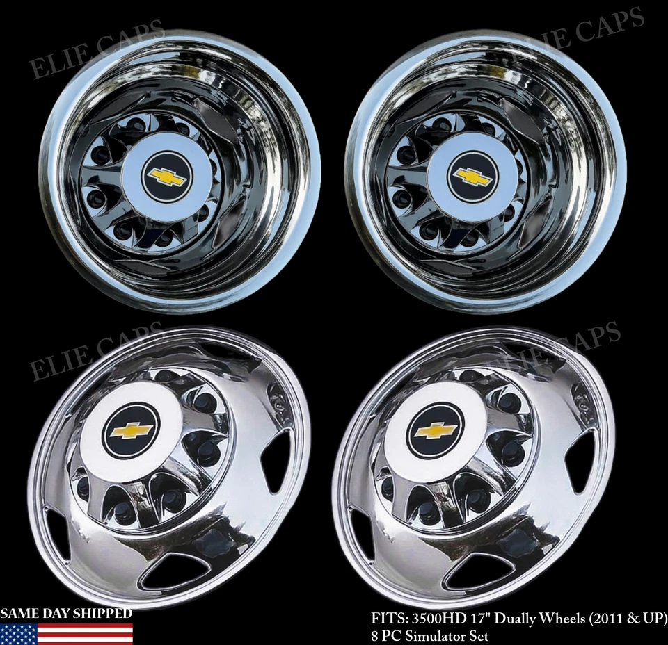 GM Chevy 3500hd 17" Stainless Steel Dually Wheel Simulator Set for 2011 Current