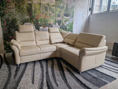 Polinova Ecksofa N2884 Echtleder LaTempra creme, Federkern, Longlife Semi Anilin - Bild 1 von 4