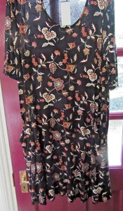 NEW WITH TAG - LADIES YOURS BLACK - BROWN FLORAL PRINTED DRESS - SIZE 22 - Imagen 1 de 2