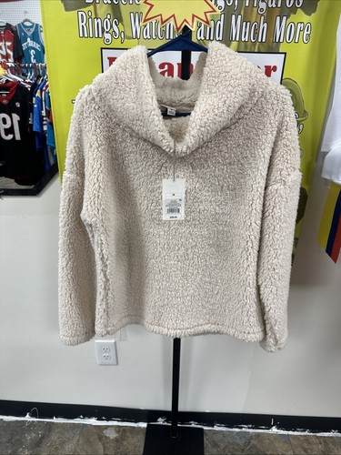 OFF WHITE Felpa Pullover Sherpa Girocollo A New Day Any Day Crema Taglia Media Nuova con etichette