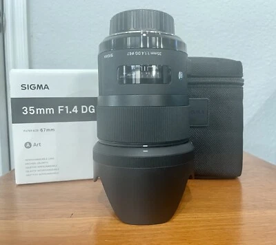 LENTE SIGMA 35mm F1.4 ART DG HSM PRIME para Nikon em CAIXA E ESTOJO DE FÁBRICA - Imagem 1 de 4