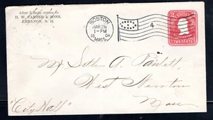 Postal History 1904 Sc #u86 Washington stationery Boston cancel w/ Flag - Picture 1 of 2