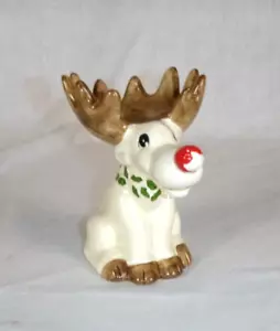Portacandele vintage 1976 Fitz & Floyd Rudolph la renna dal naso rosso 4,25" H - Foto 1 di 6